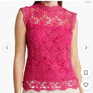 Nanette Lepore Pink Lace Crochet Top